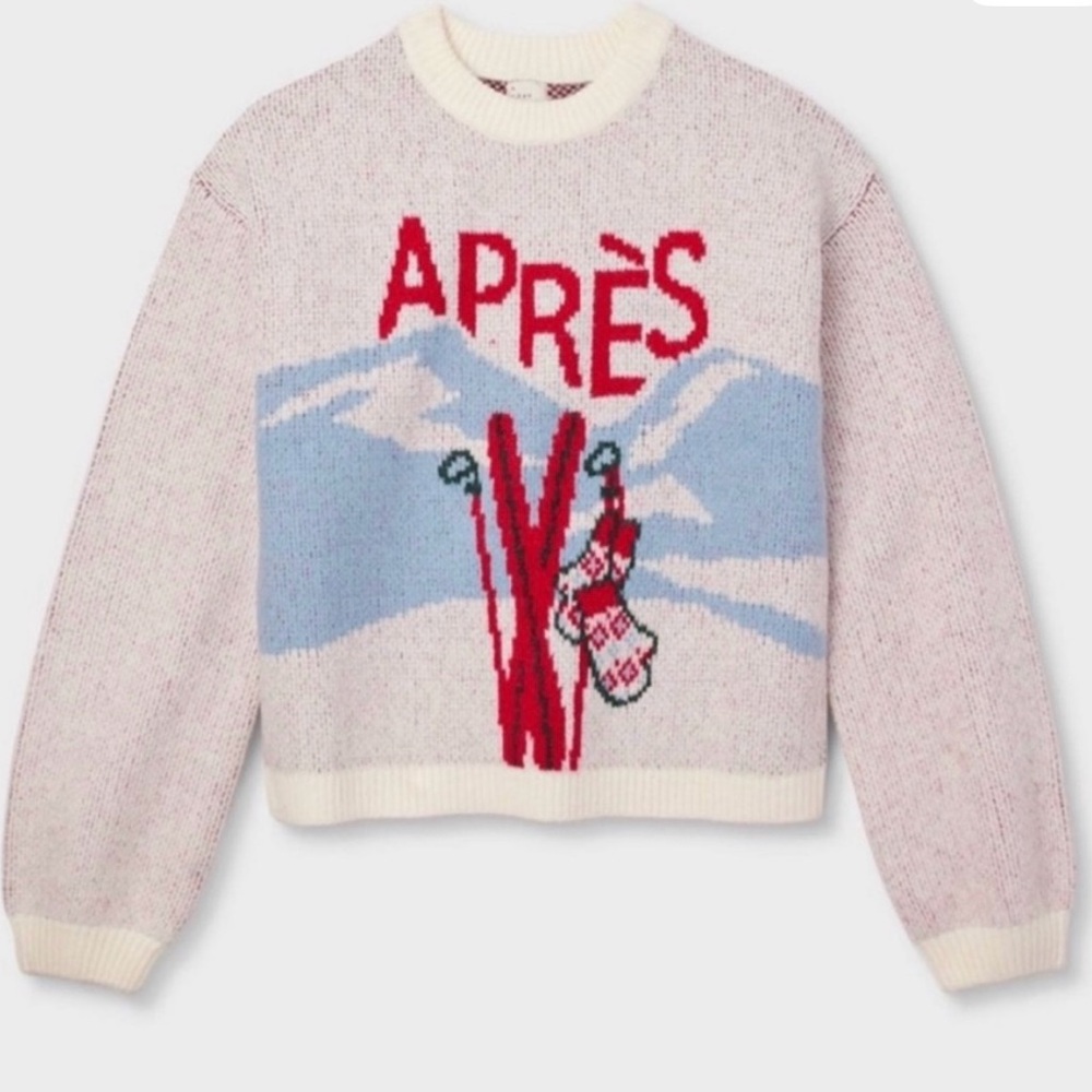 a new day Après Graphic Sweater - Red and Light Blue